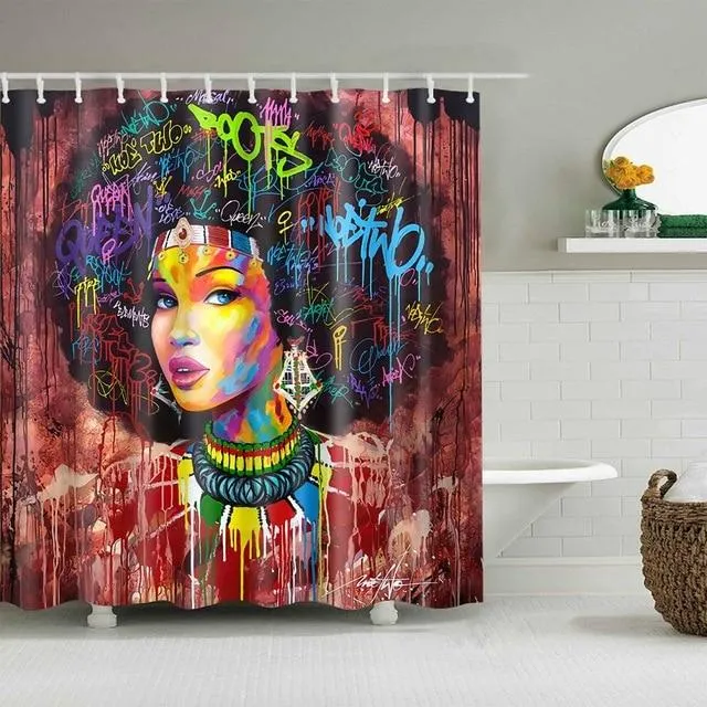 Duschvorhang afrikanische Frau Graffiti Kunst