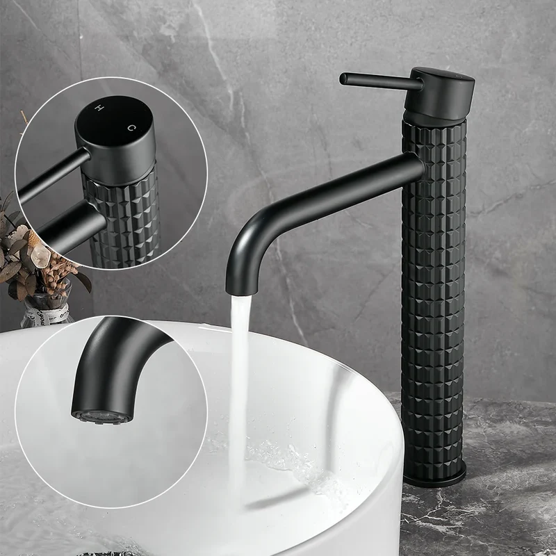 DiamondLux Waschtischarmatur – Schwarzer Einhebel Wasserhahn aus Messing