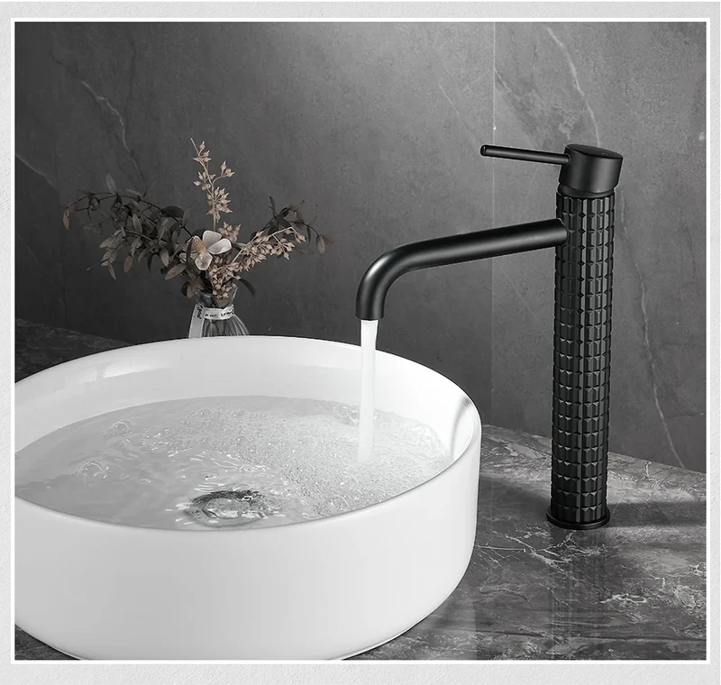 DiamondLux Waschtischarmatur – Schwarzer Einhebel Wasserhahn aus Messing