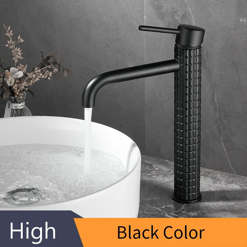 DiamondLux Waschtischarmatur – Schwarzer Einhebel Wasserhahn aus Messing