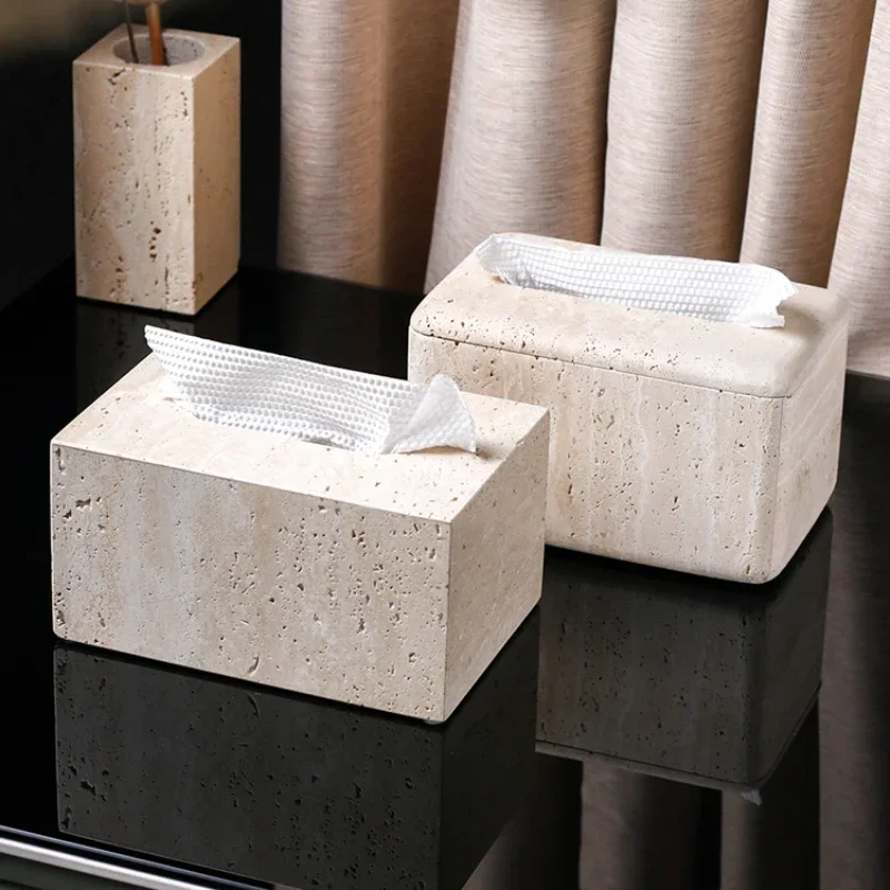 Travertine Élégance Badezimmer-Set – 6-teiliges Luxus-Set aus Beige Naturstein für Zuhause & Hotel