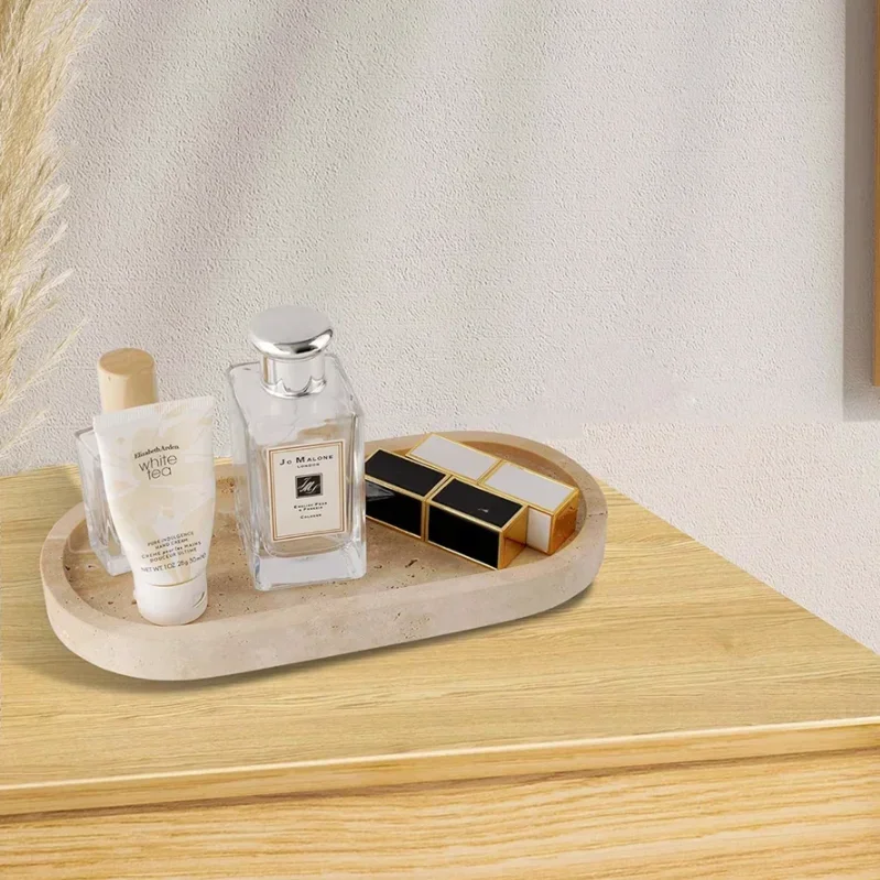 AureliaStone Luxus Badset aus Kalkstein – Zahnbürstenhalter, Seifenspender & Ablage