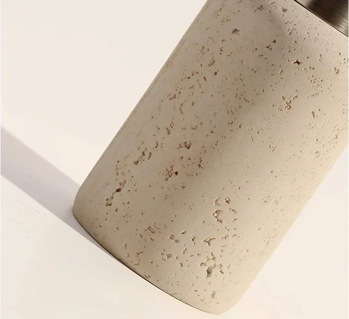 AureliaStone Luxus Badset aus Kalkstein – Zahnbürstenhalter, Seifenspender & Ablage