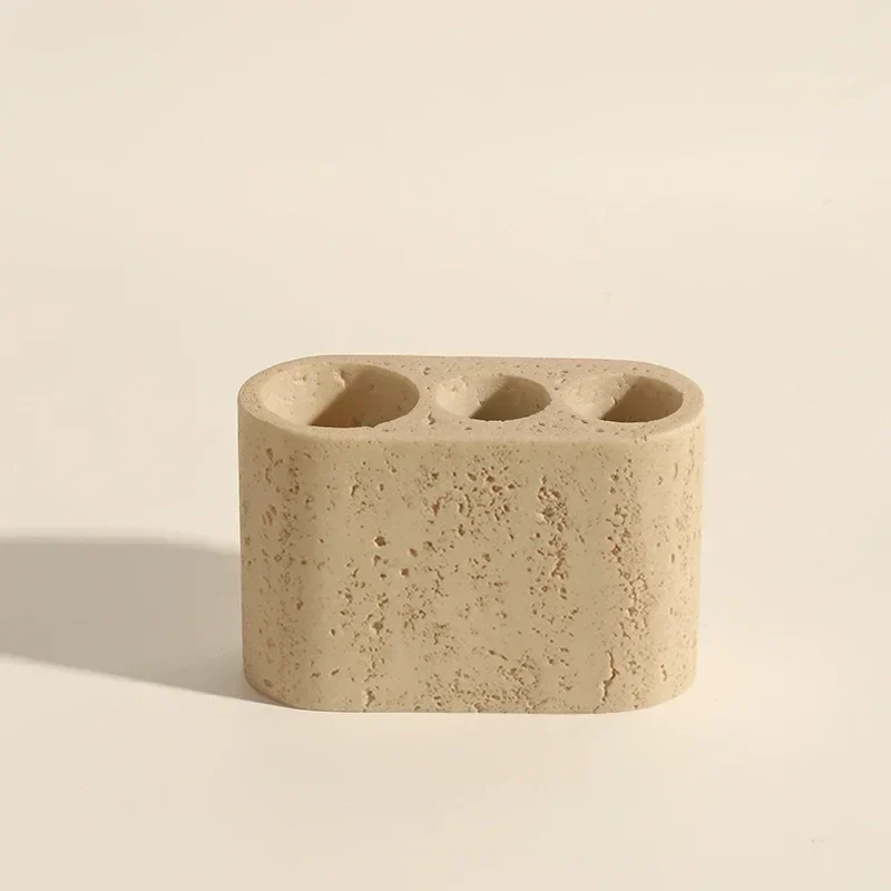 AureliaStone Luxus Badset aus Kalkstein – Zahnbürstenhalter, Seifenspender & Ablage