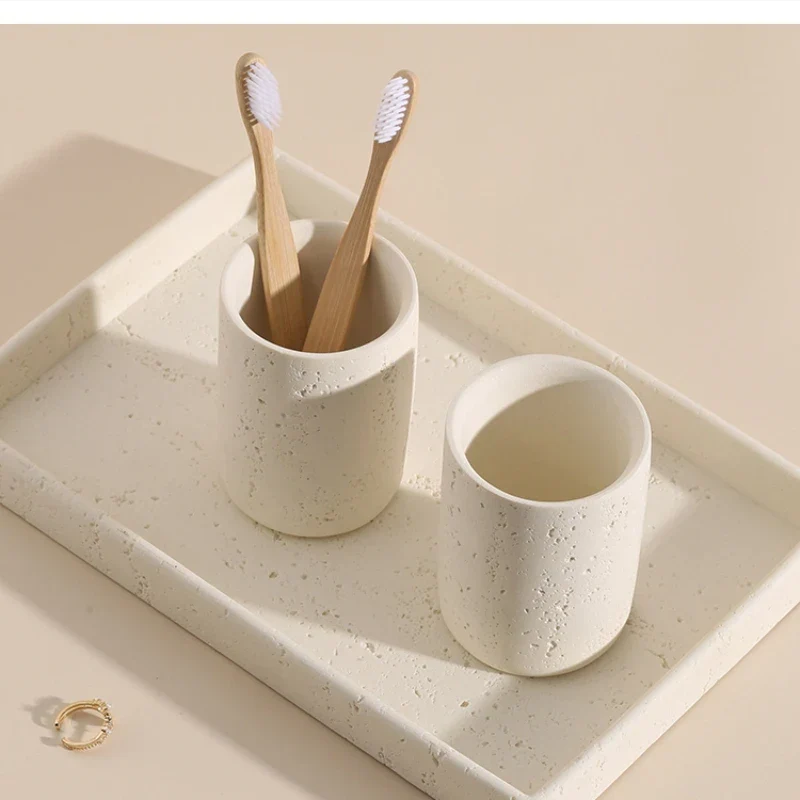 ZenTerra Wabi-Sabi Badezimmer-Set– Europäische Naturstein-Accessoires