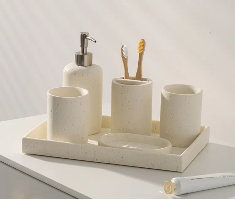 ZenTerra Wabi-Sabi Badezimmer-Set– Europäische Naturstein-Accessoires