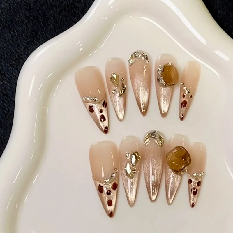 Stylish Press-On Nail Tips with Leopard Design Stornfield