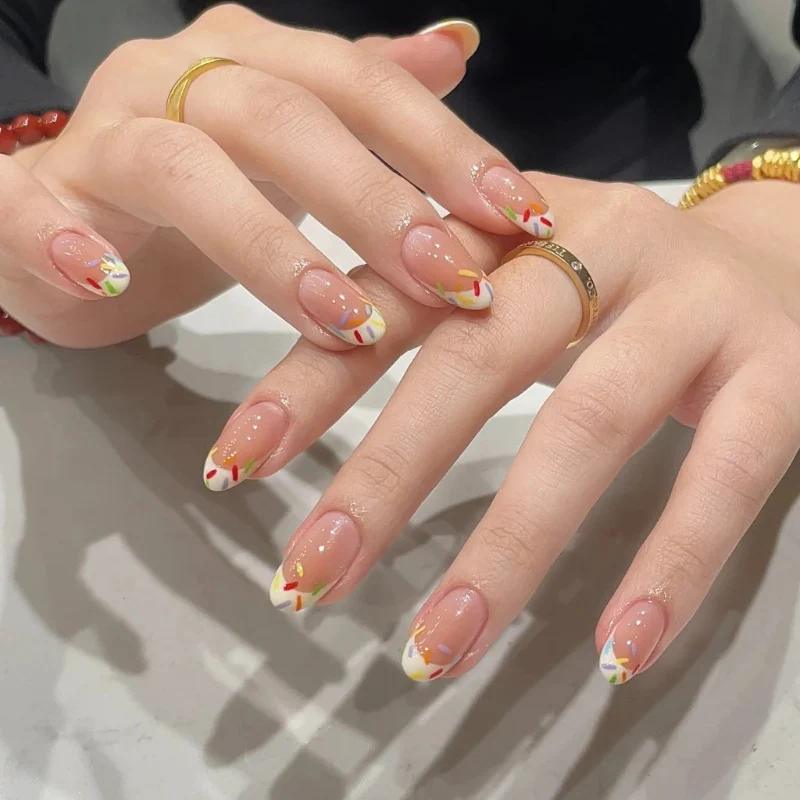 Stylish Press-On Nail Set with Elegant Glitter Accents Stornfield