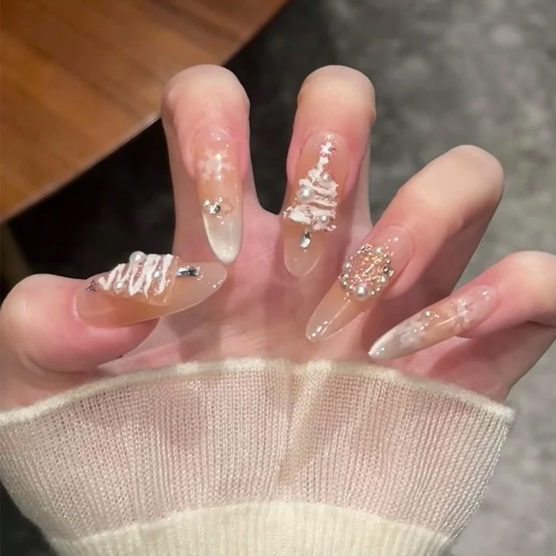 Stylish Press-On Nail Set with Elegant Glitter Accents Stornfield