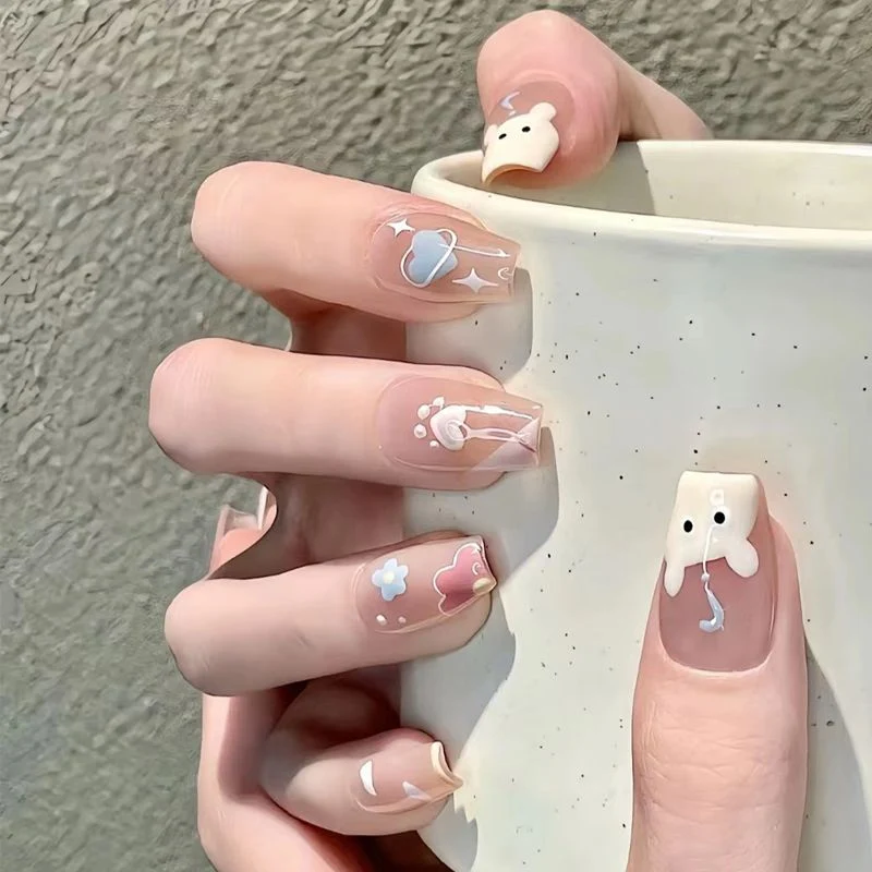 Stylish Press-On Nail Set with Elegant Glitter Accents Stornfield