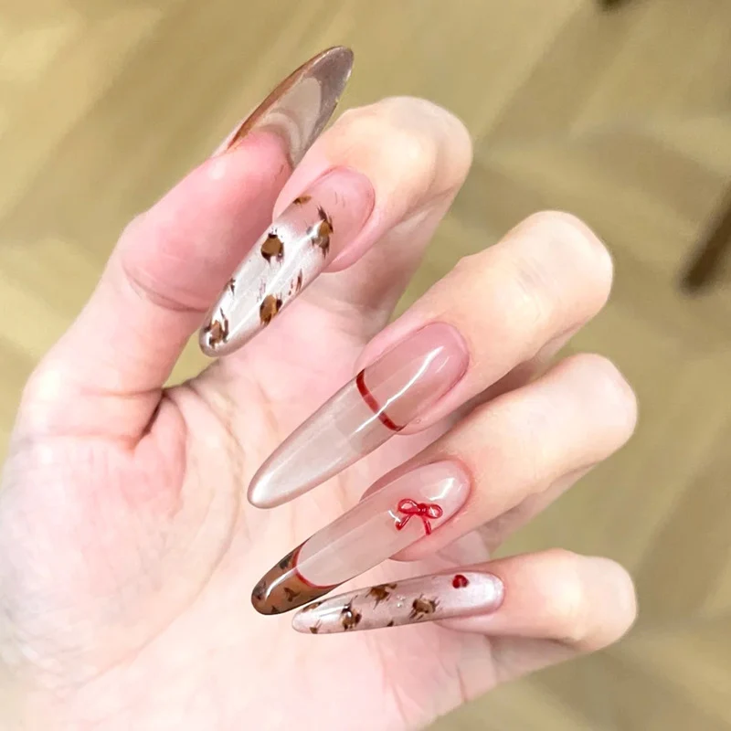 Stylish Press-On Nail Set with Artistic Leopard Design Stornfield