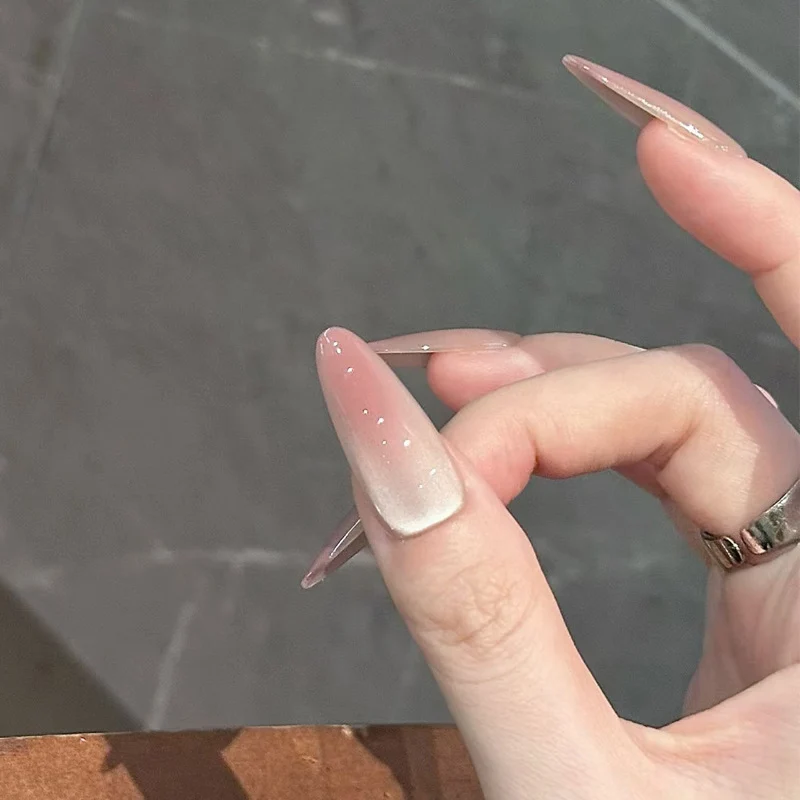 Stiletto Pointed Press-On Nail Set with Ombre and Glitter Accents Stornfield