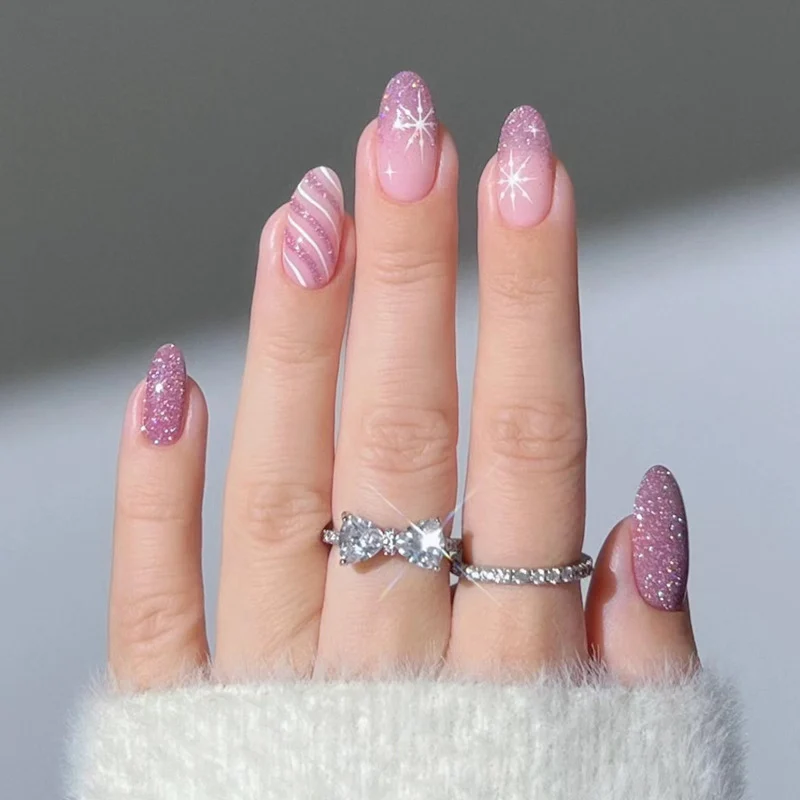 Shimmering Glittery Press-On Nail Tips Stornfield