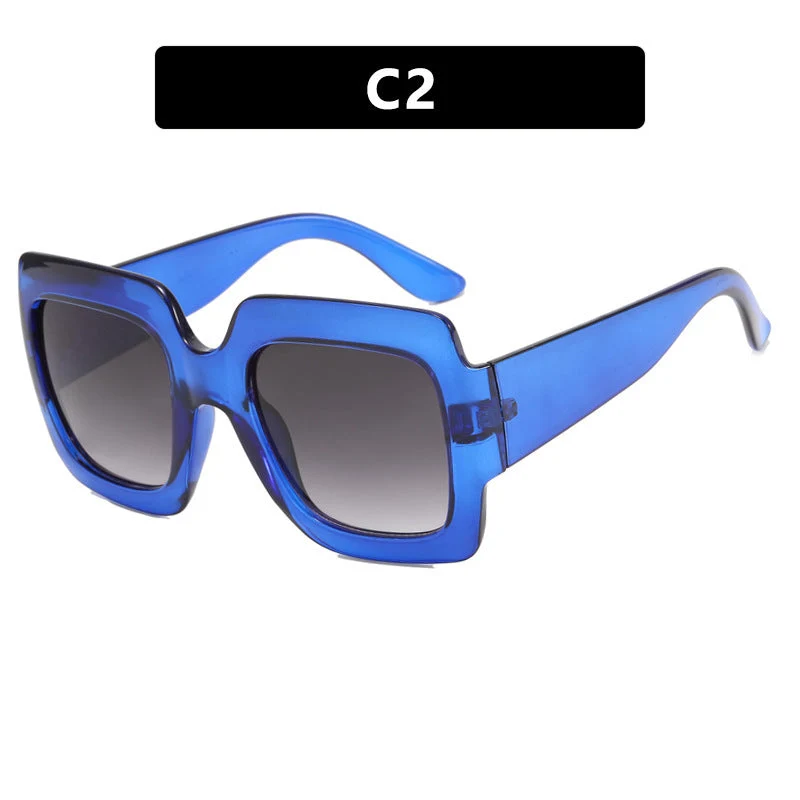 Dame oversized kvadratisk solbrille med markant skjoldpatt-design Luvikno