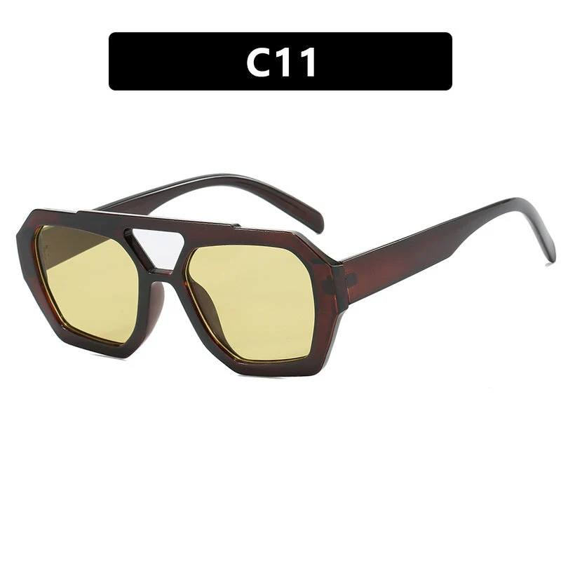 Dame oversized solbrille i markant, åttkantet design Luvikno