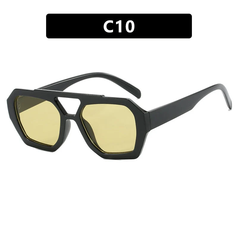 Dame oversized solbrille i markant, åttkantet design Luvikno