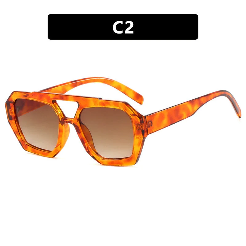 Dame oversized solbrille i markant, åttkantet design Luvikno