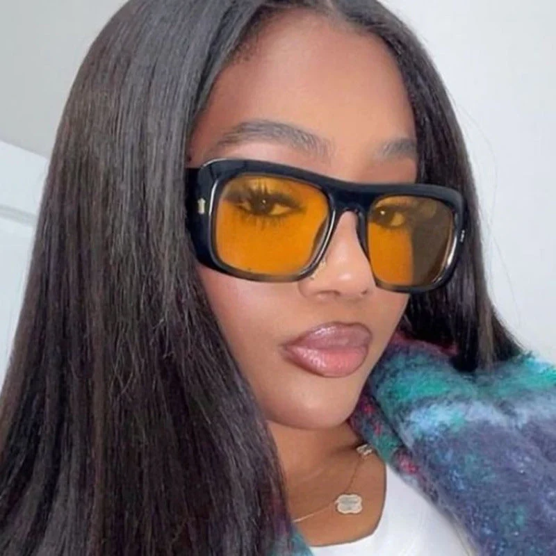Dame oversized kvadratisk solbrille med bred ramme og polariserte linser Luvikno