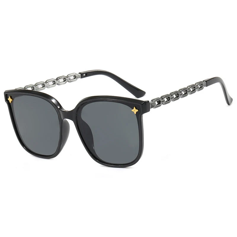 Dame moteriktig solbrille med stilige kjedeakenter Luvikno