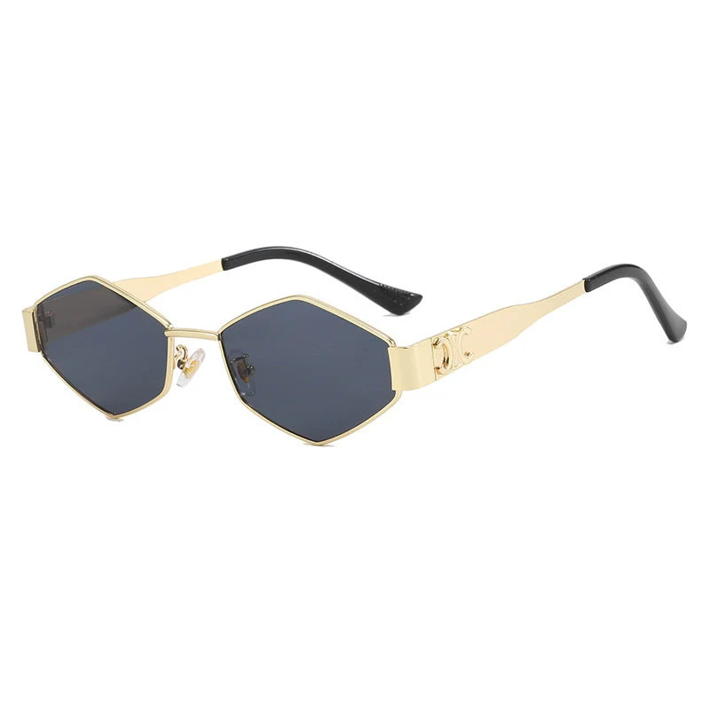 Dame moterett solbrille med unik sekskantet ramme Luvikno