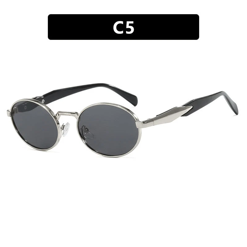 Dame moteriktig solbrille i elegant ovaldesign med trendy detaljer Luvikno