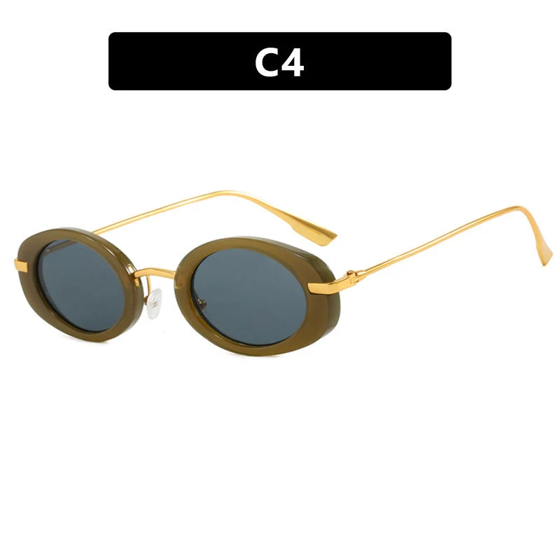 Dame moteriktig solbrille i elegant ovalt design Luvikno