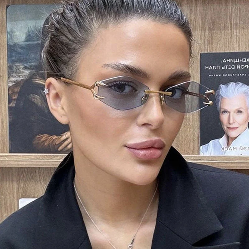 Damer geometrisk designer-solbrille med fremragende metallramme Luvikno