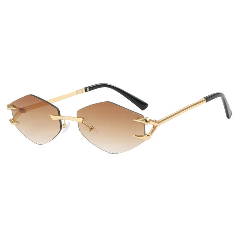 Damer geometrisk designer-solbrille med fremragende metallramme Luvikno