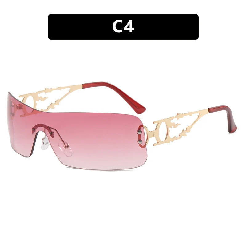 Dame futuristisk Shield-solbrille med unik ramme Luvikno
