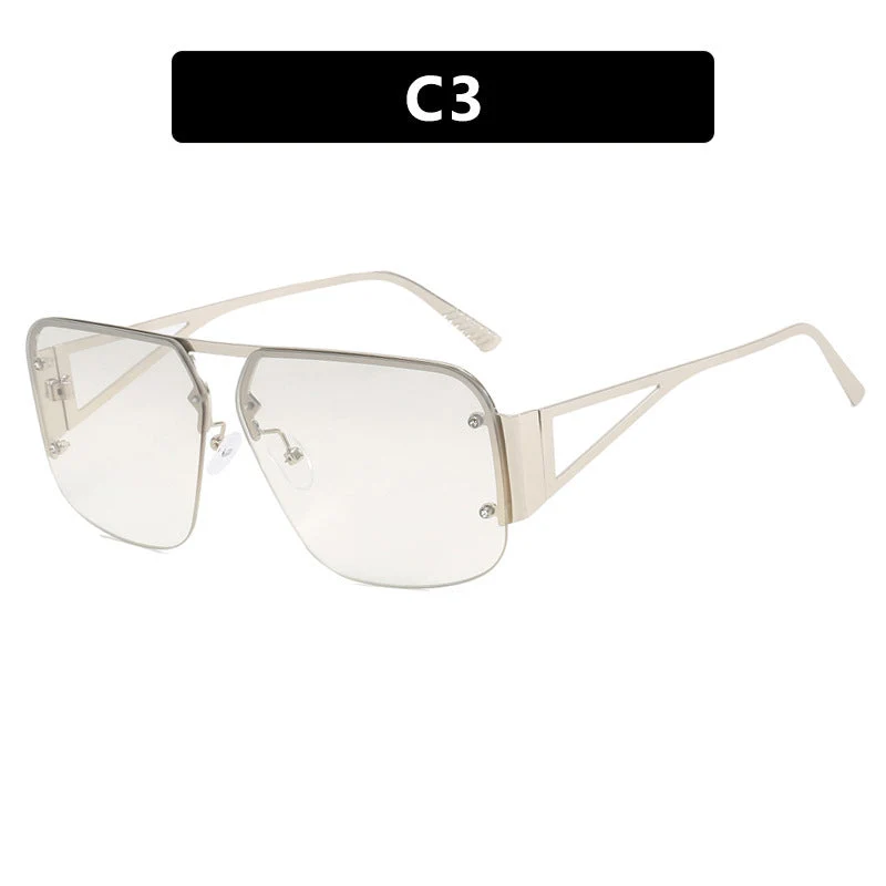 Dame futuristisk solbrille med firkantet ramme og speilende glass Luvikno