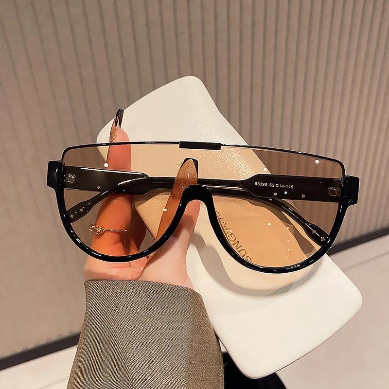 Dame Fashion-solbrille med futuristisk skjold-design Luvikno