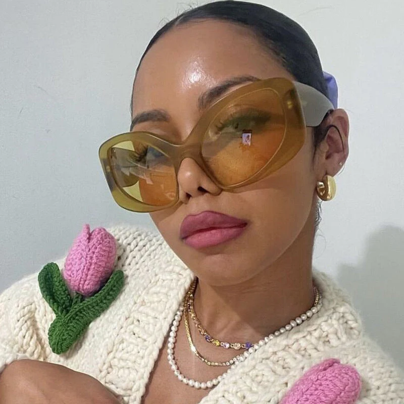 Dame elegant oversized solbrille med markant design Luvikno