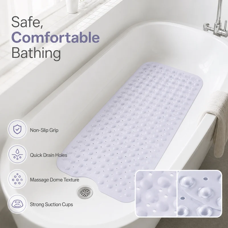 Badewannenmatte Rutschfest – Anti-Rutsch Badematte mit Saugnäpfen für Badewanne & Dusche