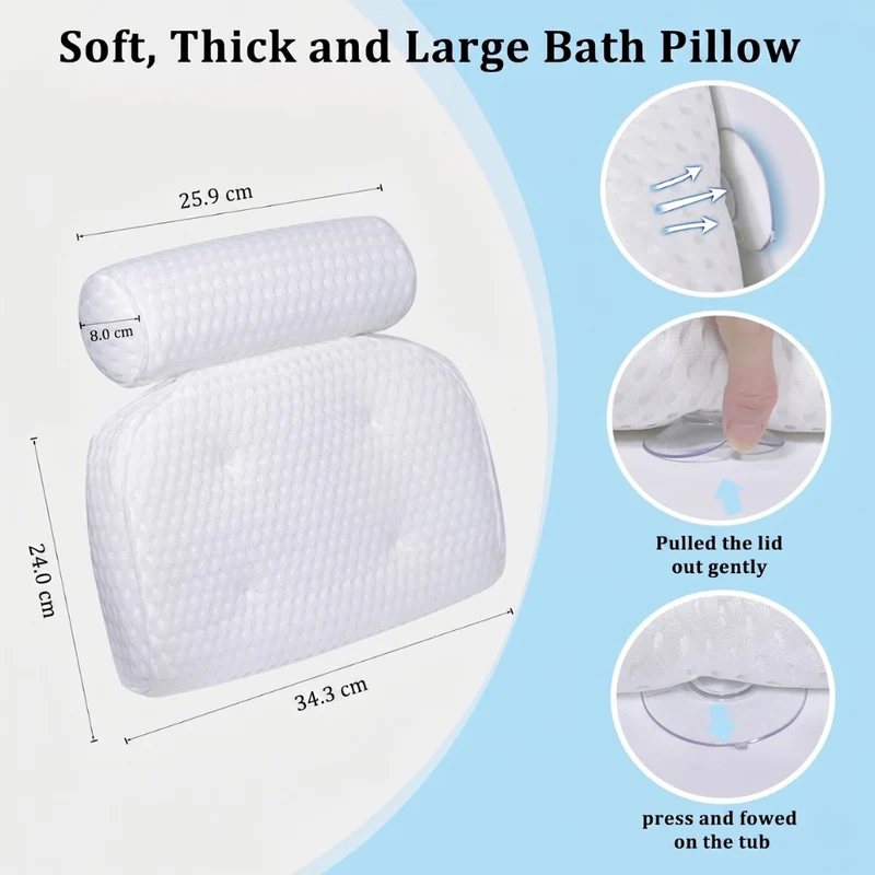 Badewannenkissen Ergonomisch – Atmungsaktives Badekissen mit 3D-Netz für Nacken- & Rückenkomfort