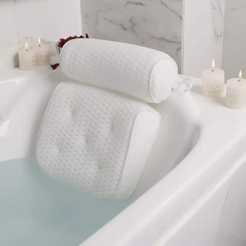 Badewannenkissen Ergonomisch – Atmungsaktives Badekissen mit 3D-Netz für Nacken- & Rückenkomfort