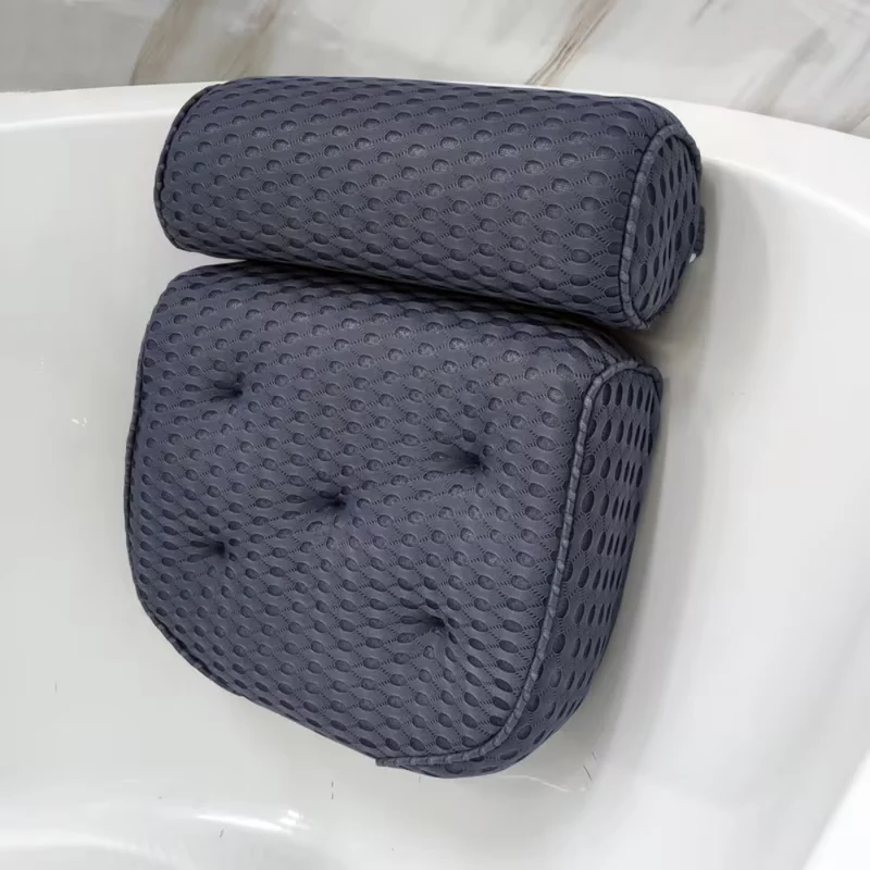 Badewannenkissen Ergonomisch – Atmungsaktives Badekissen mit 3D-Netz für Nacken- & Rückenkomfort
