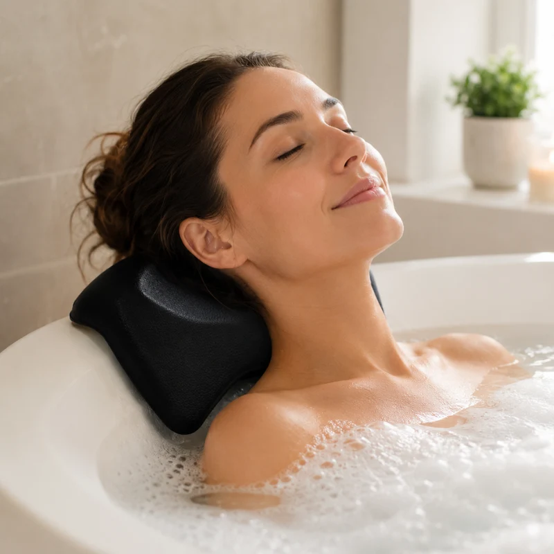 Badewannenkissen Ergonomisch – Weiches Nackenkissen für Badewanne mit Rutschfestem Halt