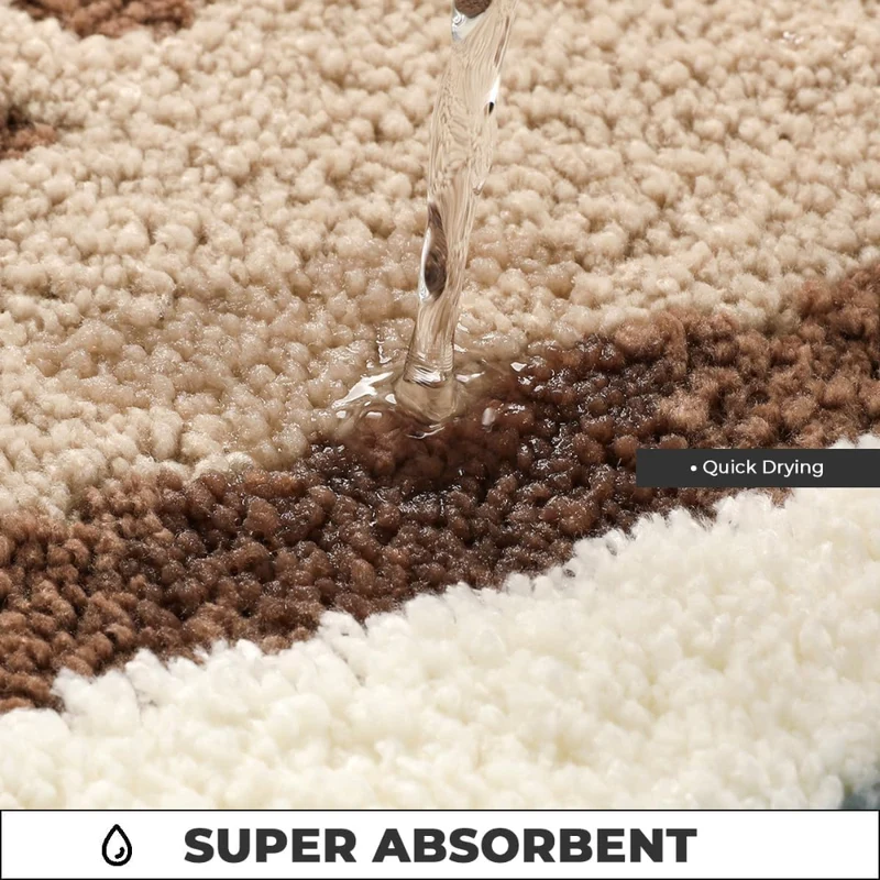 Flauschige Badematte Rutschfest – Saugstarker Badteppich mit Meer & Strand Design für Modernes Bad