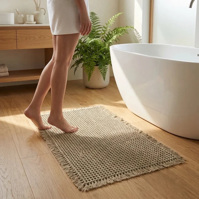 Schnell Trocknende Waffel-Badematte - Ultra-Saugfähiges Polyester für Badezimmer und Küche