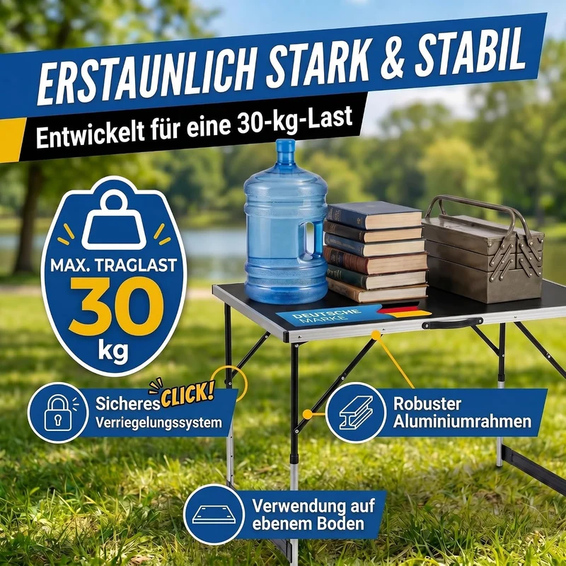 Multifunktionstisch 100x60cm höhenverstellbar – Stabiler Klapptisch