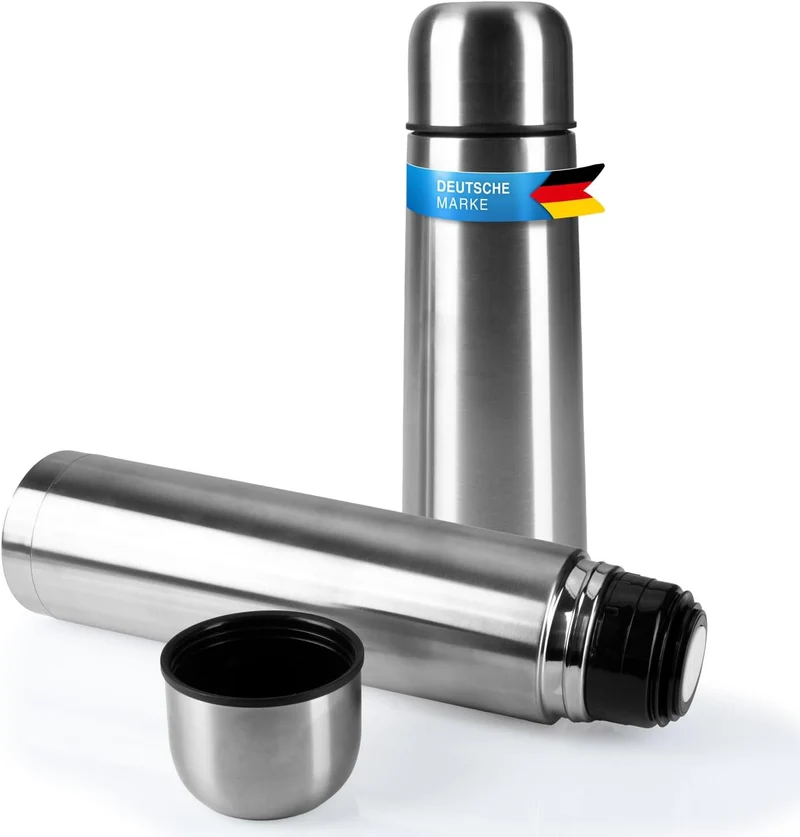 Edelstahl Thermoskanne 1L - Auslaufsichere Isolierflasche 12h heiß