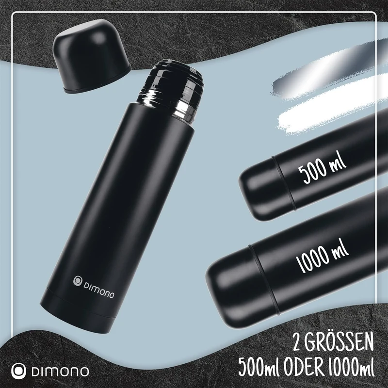 Edelstahl Thermoskanne 1L - Auslaufsichere Isolierflasche 12h heiß