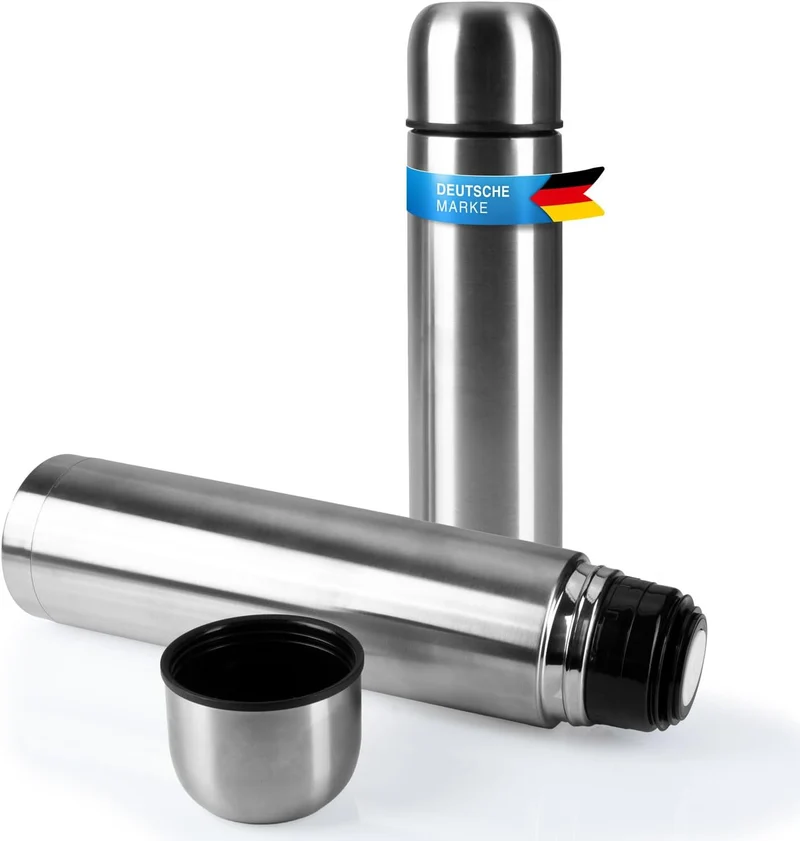 Edelstahl Thermoskanne 1L - Auslaufsichere Isolierflasche 12h heiß