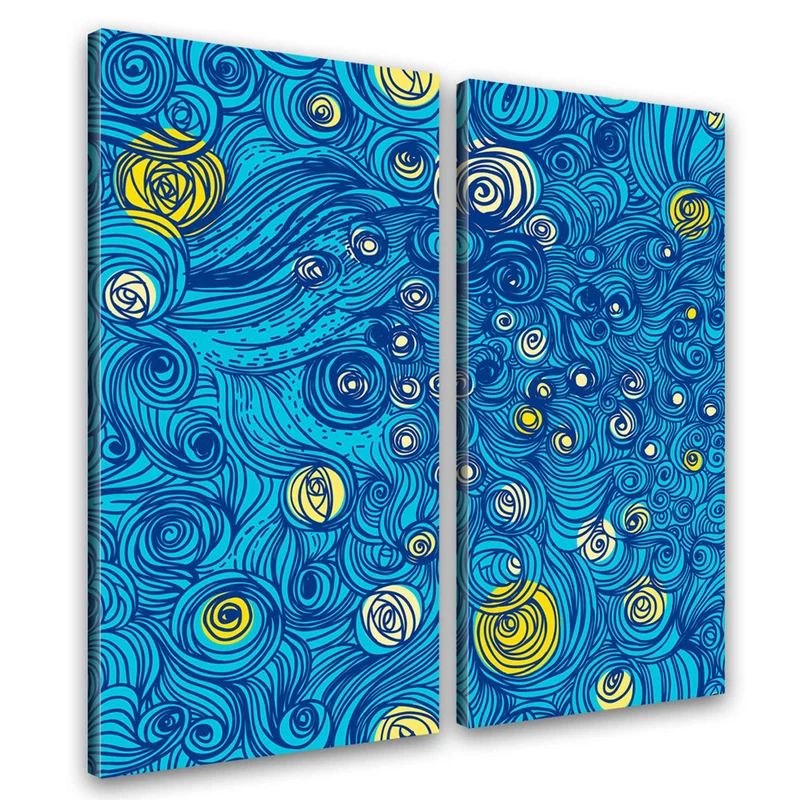 Kunstdruck - 2-teilige Leinwand - van Goghs Sternennacht