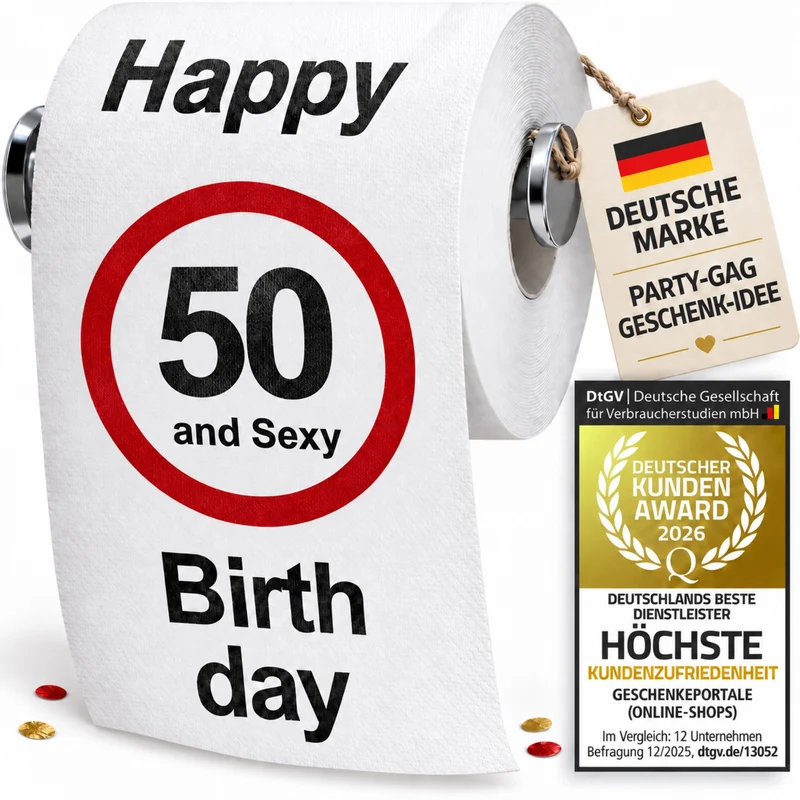 Klopapier 50. Geburtstag - Lustiges Toilettenpapier Scherzartikel