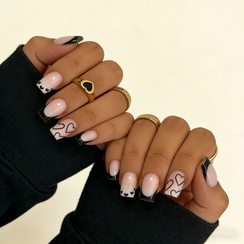 Heart-Inspired Acrylic Nail Art Set Stornfield