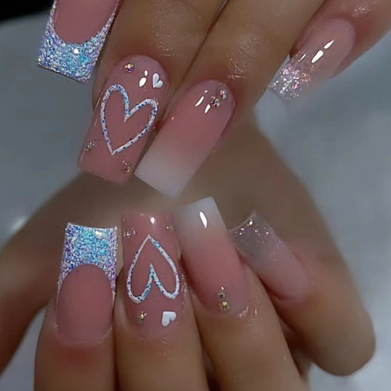 Heart-Embellished Nail Art Extensions Stornfield