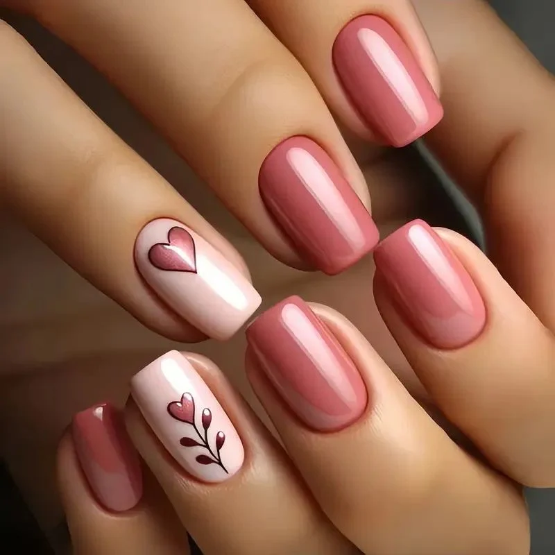 Heart-Embellished Nail Art Design Stornfield