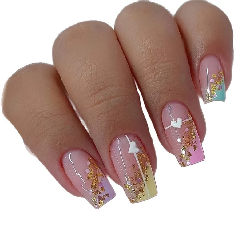 Heart-Embellished Nail Art Design Stornfield