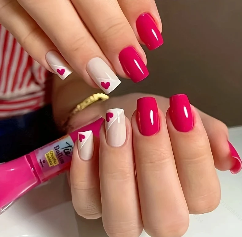 Heart-Embellished Nail Art Design Stornfield
